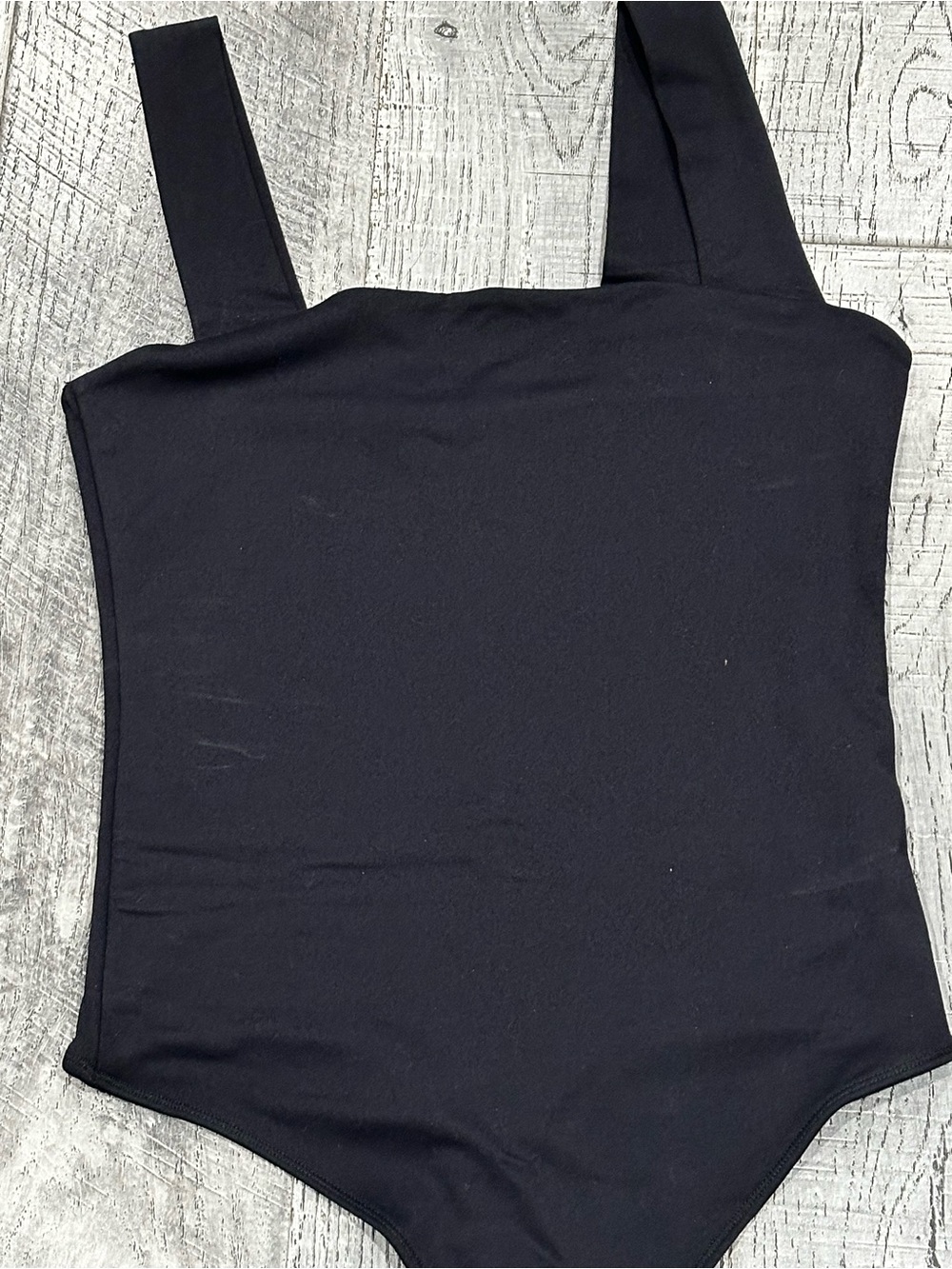 Abercrombie & Fitch Black Square-Neck Bodysuit with Wide Straps